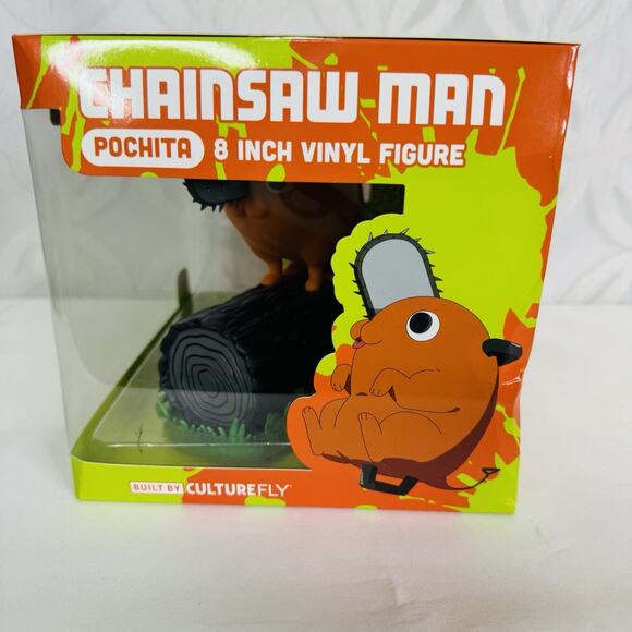 Chainsaw Man Pochita On A Log 8inch Vinyl Figure Built By Culturefly Crunchyroll - Picture 4 of 9